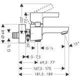 Изображение Смеситель для ванны Metris S Hansgrohe 31460000 хром