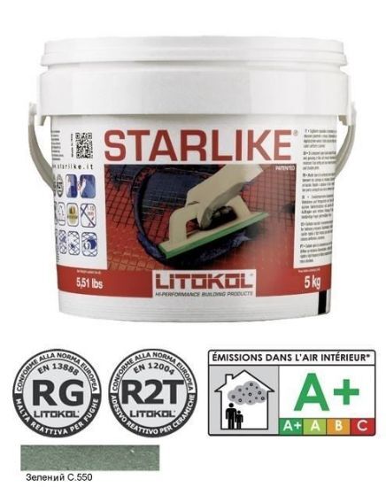 Изображение Эпоксидная затирочная смесь STARLIKE, Litokol, С-550 зеленая, 5 кг