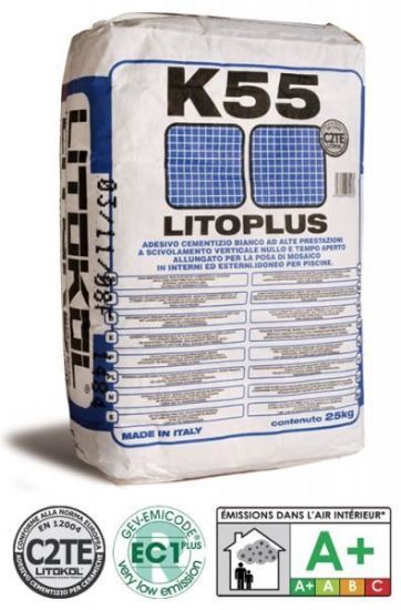 Picture of Цементний білий клей LITOPLUS K55, Litokol, 25 кг