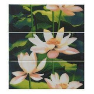 Изображение Плитка декор Dec Lotus 3 12.5x33.3 Nuvole Imola квіти лотус зелена
