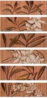 Зображення Плитка фриз L.Kiri S Mix 7.5x25 Imola квіти листя коричнева