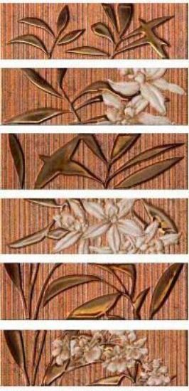 Изображение Плитка фриз L.Kiri S Mix 7.5x25 Imola квіти листя коричнева