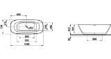 Изображение Ванна свободностоящая, материал Sentec, встраиваемый слив-перелив, ножки Laufen INO H231302000