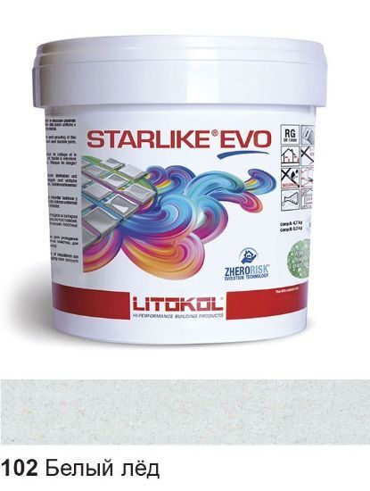 Изображение Эпоксидная затирочная смесь Litokol Starlike Evo, STEVOBGH0005, Белый Лед - 102, 5 кг