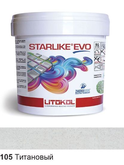 Изображение Эпоксидная затирочная смесь Litokol Starlike Evo, STEVOBTT0005, Титановый - 105, 5 кг