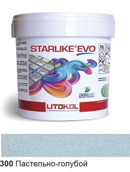 Изображение Эпоксидная затирочная смесь Litokol Starlike Evo, STEVOAPS0005, Пастельно-Голубой - 300, 5 кг