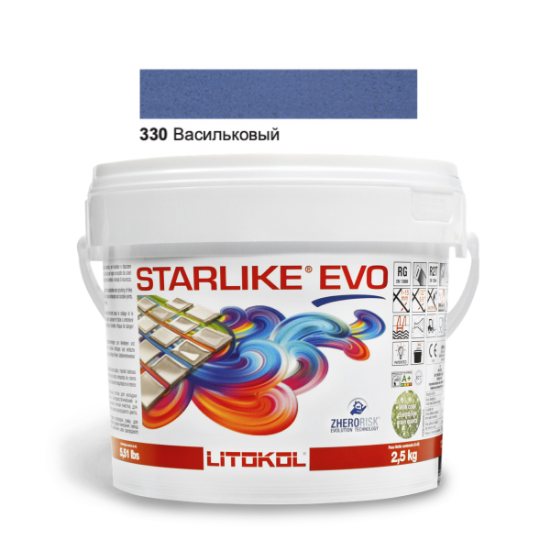 Изображение Эпоксидная затирочная смесь Litokol Starlike Evo, STEVOBAV02.5, Васильковый - 320, 2.5 кг