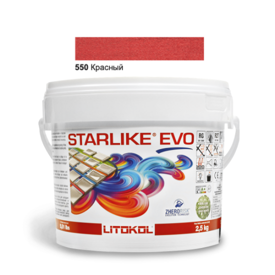 Изображение Эпоксидная затирочная смесь Litokol Starlike Evo, STEVORRN02.5, Красный - 550, 2.5 кг
