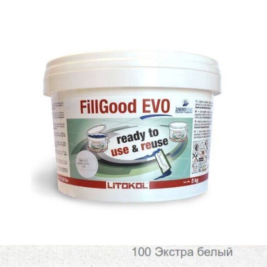 Изображение Полиуретановая затирка FILLGOOD EVO, FGEVOBSS0005, Екстра белый - 100,  5 кг