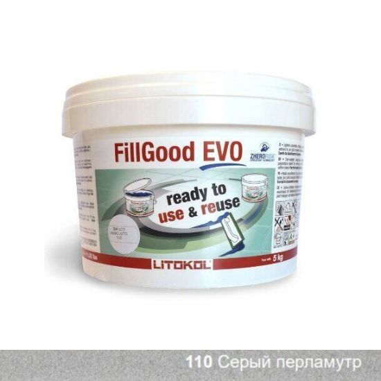 Изображение Поліуретанова фуга FILLGOOD EVO, FGEVOGPR0005, Сірий перламутр - 110, 5 кг