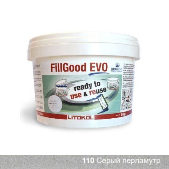Изображение Полиуретановая затирка FILLGOOD EVO, FGEVOGPR0005, Серый перламутр - 110, 5 кг