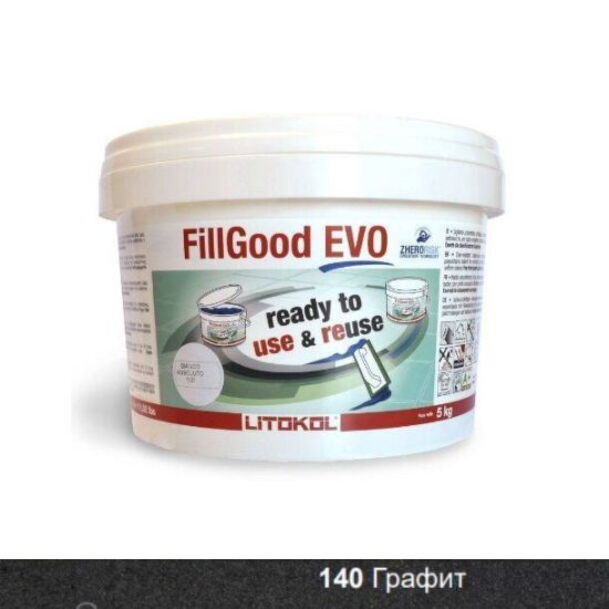 Изображение Полиуретановая затирка FILLGOOD EVO, FGEVONGR0005, Графит - 140, 5 кг