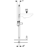 Изображение Geberit 111.553.00.1 Duofix для умывальников, 112 см, электронный вертикальный смеситель с функциональным блоком для скрытого монтажа