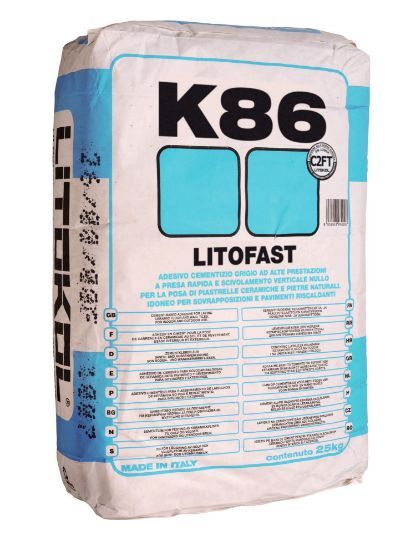 Изображение Клей Litokol Litofast K86 (K860020) на цементной основе, быстрого схватывания 20 кг (серый)