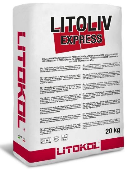 Изображение Смесь самовыравнивающаяся Litokol LITOLIV EXPRESS, (LEX0020) на цементной основе для внутренних работ, 20 кг (серый)