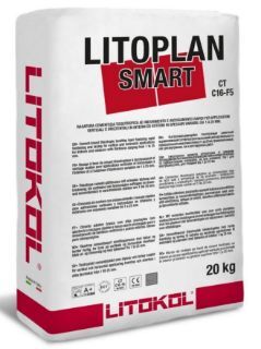 Зображення Суміш самовирівнююча Litokol LITOPLAN SMART, (LPSM0020) на цементній основі для внутрішніх робіт, 20 кг (сірий