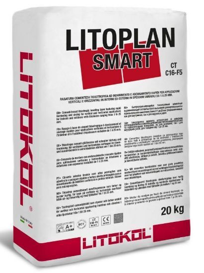 Picture of Суміш самовирівнююча Litokol LITOPLAN SMART, (LPSM0020) на цементній основі для внутрішніх робіт, 20 кг (сірий