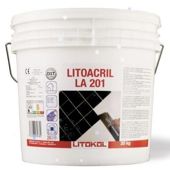 Изображение Клей дисперсионный Litokol LITOACRIL LA201 (LA2010025), на акриловой основе, 25 кг (белый)