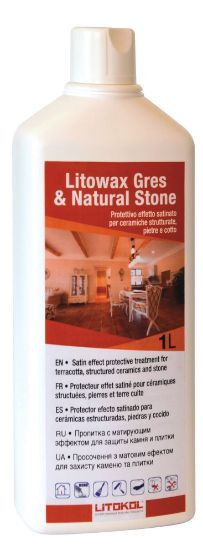 Изображение Защитная пропитка Litokol Litowax Gres & Natural Stone (LTWGNS0121), с матирующим еффектом, 1 л