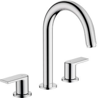 Изображение Смеситель для умывальника Hansgrohe Vernis Shape на 3 отверстия с донным клапаном pop-up, Chrome (71563000)