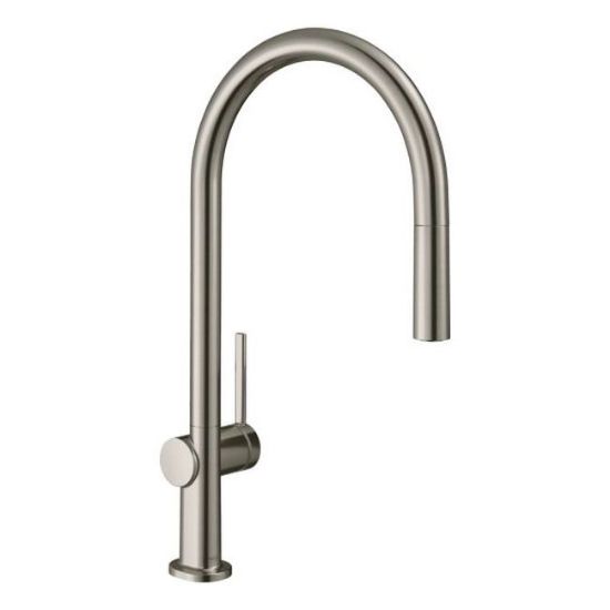 Изображение Смеситель кухонный Hansgrohe Talis 210 1jet с вытяжным изливом Sbox, нержавеющая сталь (72803800)