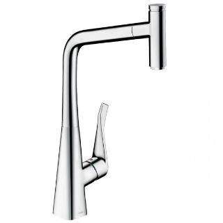 Изображение Смеситель для кухни Hansgrohe Metris M 71 Select 320 1jet с вытяжным изливом Sbox, хром (73803000)