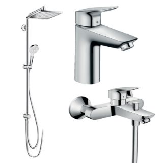 Зображення Набір змішувачів для ванни Hansgrohe EcoSmart Logis 100 / Crometta Reno (71104 + 7140 + 27289000), хром (20200002)