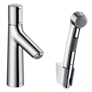 Зображення Змішувач для умивальника Hansgrohe Talis Select S 100 із зливним клапаном і гігієнічним гарнітуром, хром (72291000)