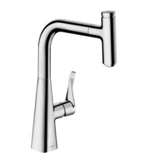 Изображение Смеситель для кухни Hansgrohe Metris Select 240 1jet с вытяжным душем, хром (14857000)