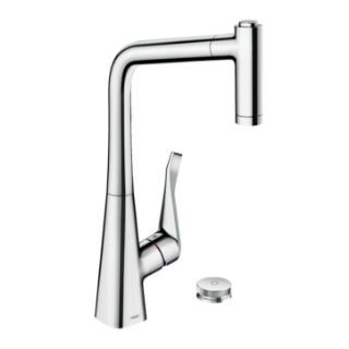 Изображение Смеситель для кухни Hansgrohe Metris Select 320 2jet Sbox, с вытяжным изливом, хром (73806000)