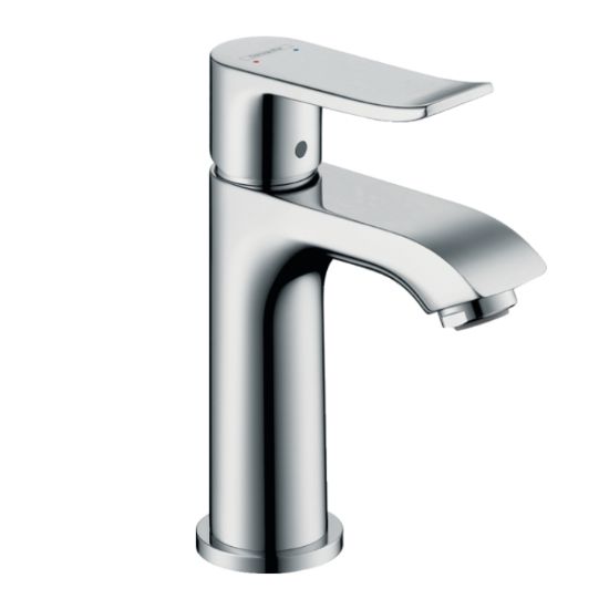 Изображение Смеситель для маленькой раковины Hansgrohe Metris 100 с донным клапаном, хром (31088000)