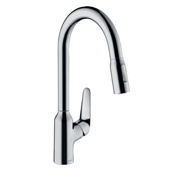 Изображение Смеситель для кухни Hansgrohe Focus M42-H220 2Jet с выдвижным изливом, Sbox, хром (71820000)