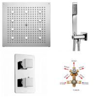 Зображення Комплект верхнього душа зі змішувачем і ручної лійкою Bossini Dream cube LIGHT 400 мм, хром (H373720 PLUS)