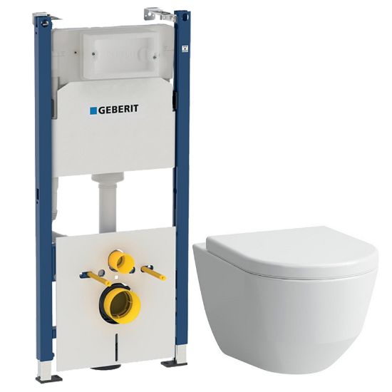 Изображение Комплект унитаза подвесного с крышкой Laufen Pro Rimless и инсталляции Geberit Duofix 112 Delta (H8619570000001/458.126.00.1)