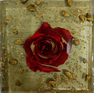 Зображення Плитка декор Archeo.RO5/RS+Pep-silver 10*10 квіти троянда чевона золота