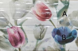 Изображение Плитка панно Ibero.Dec.Tulip-A 25*75 квіти тюльпани рожева синя