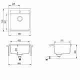 Изображение Кухонная мойка AqvaSanita Тesa SQT 100-202  Alumetallic 510*490