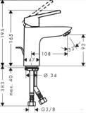 Picture of Змішувач для умивальника Hansgrohe LOGIS LOOP 100