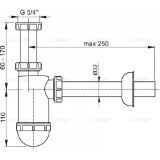 Изображение Alcaplast. Сифон для умивальника d32 з накидною гайкою 5/4" (A430)