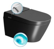 Зображення Підвісний унітаз GSI WCLEAN  Swirlflush з інтегрованим електронним біде, чорний матовий Extraglaze 